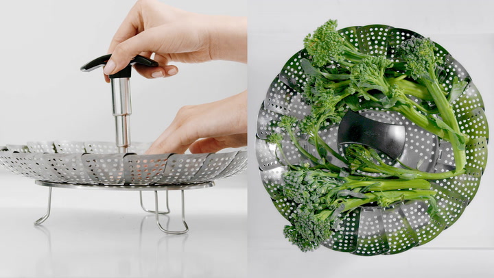 Preview image of OXO Good Grips Stainless Steel Steamer Basket with video